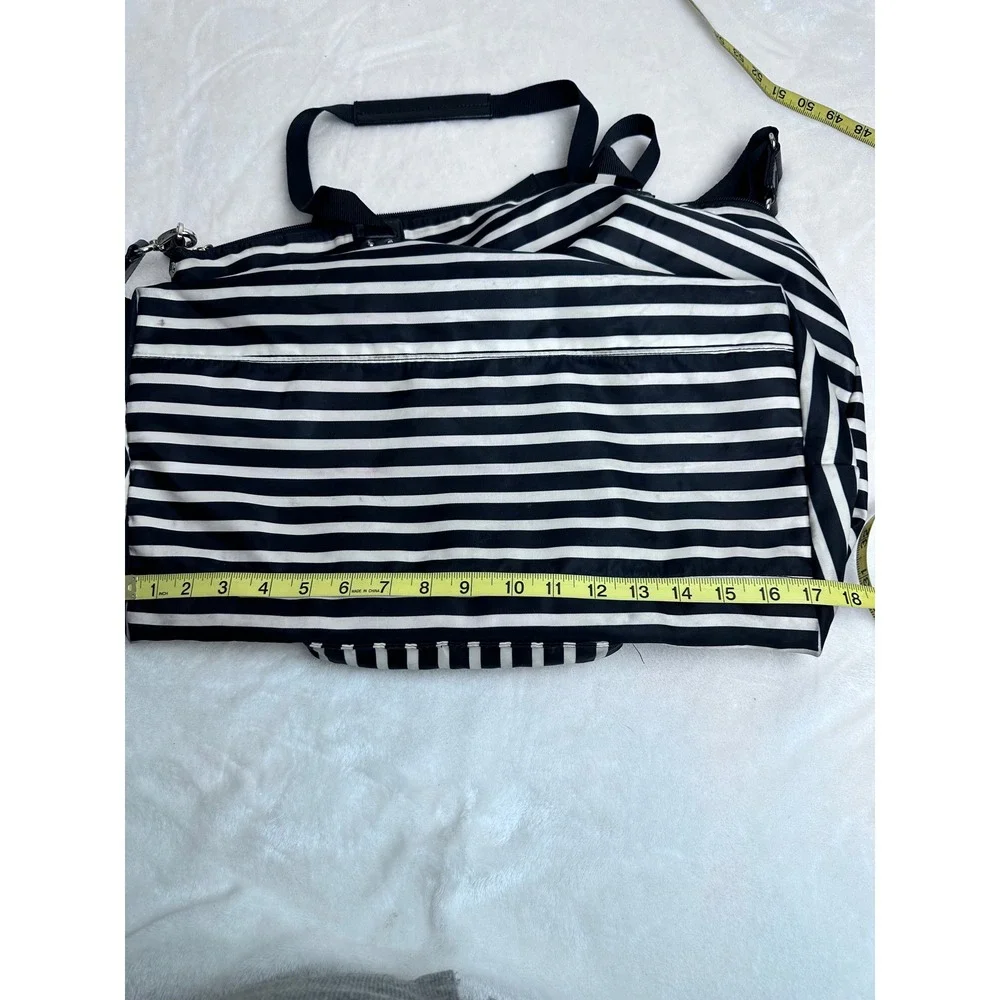 Kate Spade Weekender Bag Womens Large Black White Striped Packable